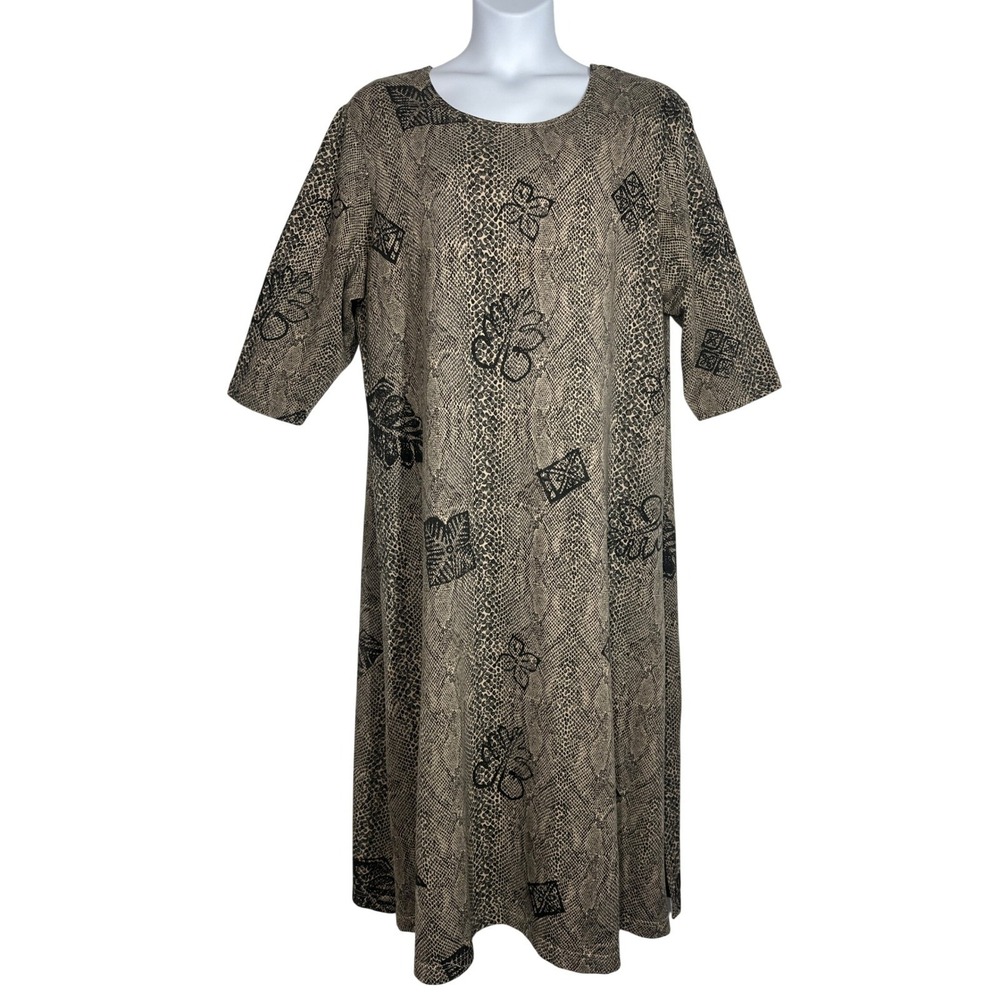 VTG Copa Cabana Women's 1X Snake Skin Floral Casual Beach Midi Knit Dress
